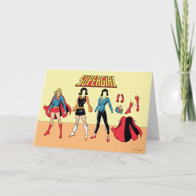 Cartão Gráfico de Boneca de Papel Supergirl (Frente)