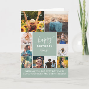 Cartão Gráfico de colagem de fotos verde de sábado modern