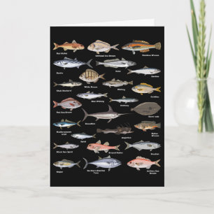 Cartão Gráfico de Identificação de Peixes Antigos Pesca