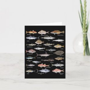 Cartão Gráfico de Identificação de Peixes Vintage Pesca
