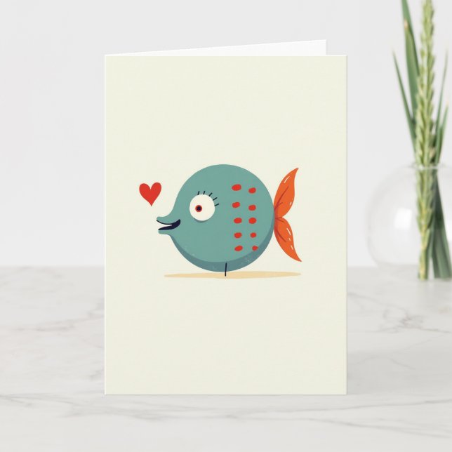 Cartão Gráfico de Peixe Sentimental (Frente)