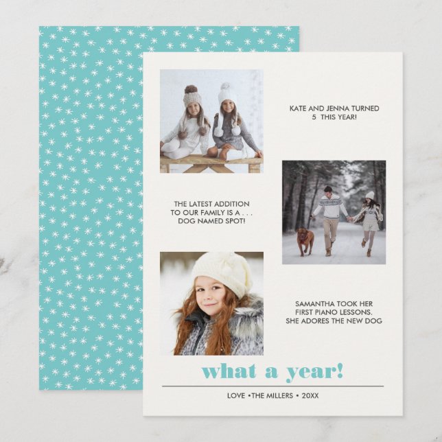 Cartão Gráfico mínimo | Ano em análise 3 colagem fotográf (Frente/Verso)