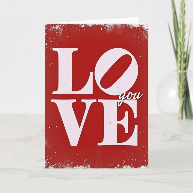 Cartão Gráfico Vermelho Ousado de Amor (Frente)
