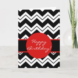 Cartão Gráfico Vermelho Preto e Branco Zizzag Chevron Ani