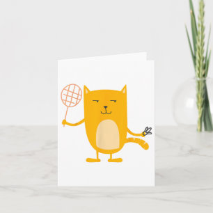 Cartão Gráficos de Gato Jogador de Badminton Tênis Esport