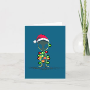 Cartão Gráficos Divertidos de Natal de Alien Luzes Amante