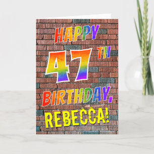 Cartão Grafite inspirado no arco-íris parece FELIZ 47º 