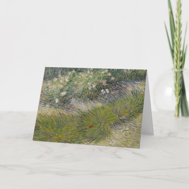 Cartão Grama e Borboletas por Vincent van Gogh (Frente)