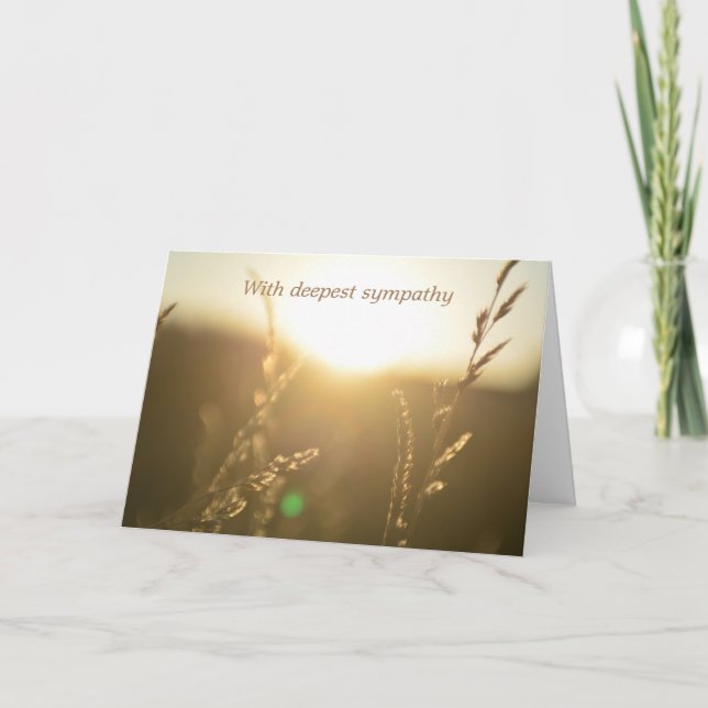 Cartão Gramíneas à luz do sol - Com sinceras condolências (Frente)