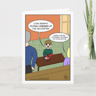 Cartão Gramma parafusou acima o helicóptero