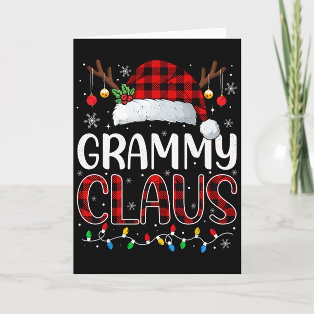 Cartão Grammy Claus Christmas Lights Pajama Family Matchi (Frente)