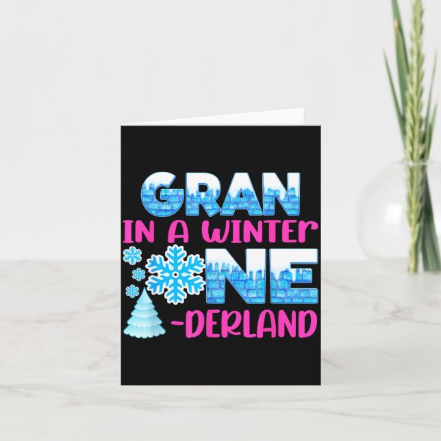 Cartão Gran In A Winter Onederland Bday Girl Sweet Snowfl (Frente)