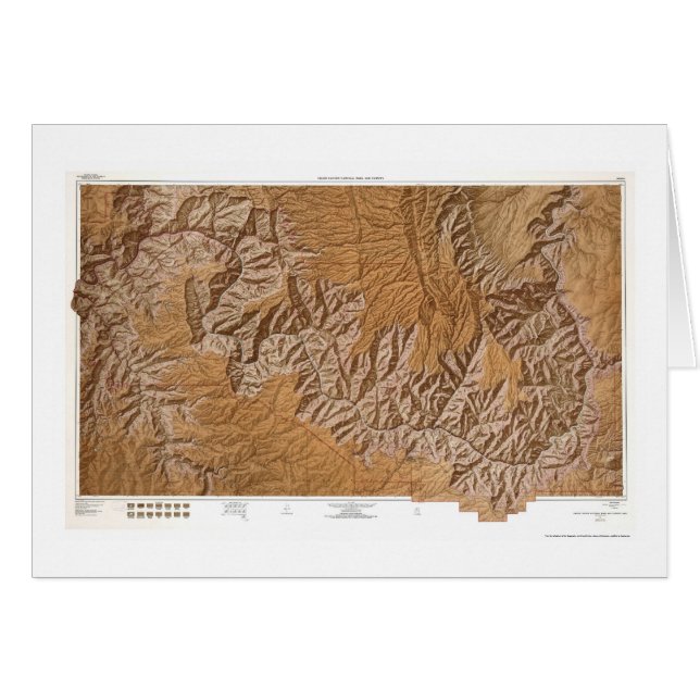 Cartão Grand Canyon e mapa 1962 da vizinhança (Frente Horizontal)