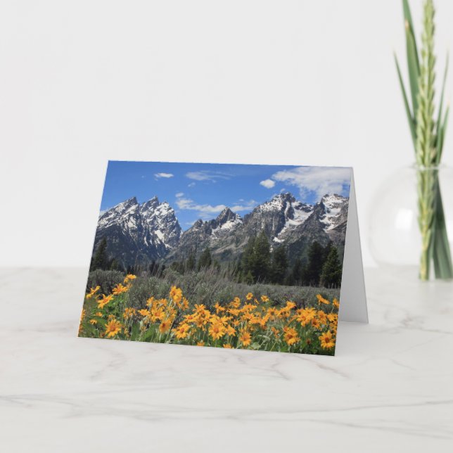 Cartão Grand Teton com Flores Amarelas (Frente)