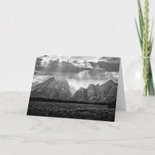 Cartão Grand Teton Mountain Range in Black and White