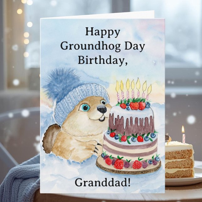 Cartão Granddad Happy Groundhog Day Birthday Groundhog (Criador carregado)