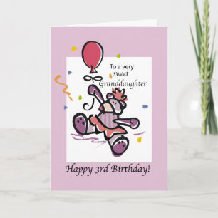 Cartão Granddaughter 3rd Birthday Bear Balloon