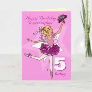 Cartão Granddaughter ballerina birthday pink age card