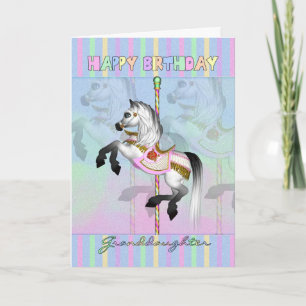 Cartão Granddaughter carousel birthday card - pastel caro