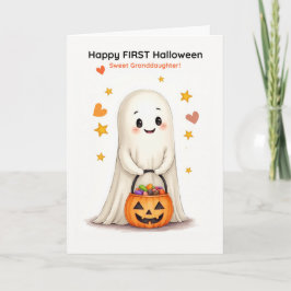 Cartão Granddaughter First Halloween Cute Shy Ghost