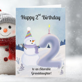 Cartão Granddaughter Happy 2nd Birthday Snowman Building