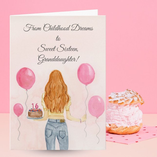 Cartão Granddaughter Sweet Sixteen Girl Jeans Celebrating (Criador carregado)