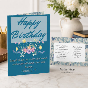 Cartão Grande Aniversário Mamãe Azul Floral Texto Escritu