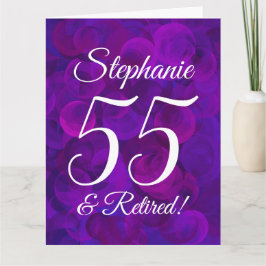Cartão Grande Aposentação Feliz 55 Roxo Elegante