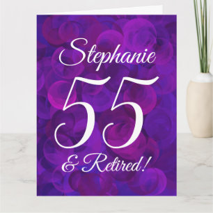Cartão Grande Aposentação Feliz 55 Roxo Elegante