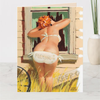 CARTÃO GRANDE ARTE MULHER BOTTOMADA A PEGAR PARA DIZER OL