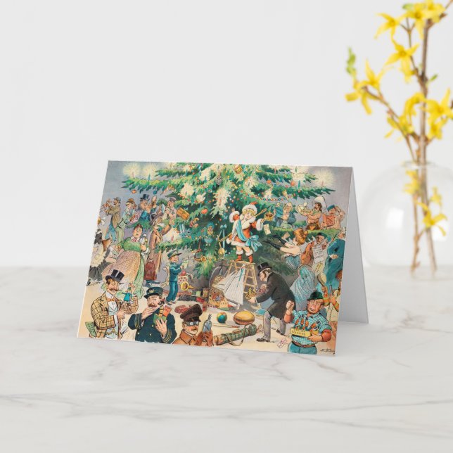 Cartão Grande Árvore de Natal de Cartoon para Crianças (Flor Amarela)