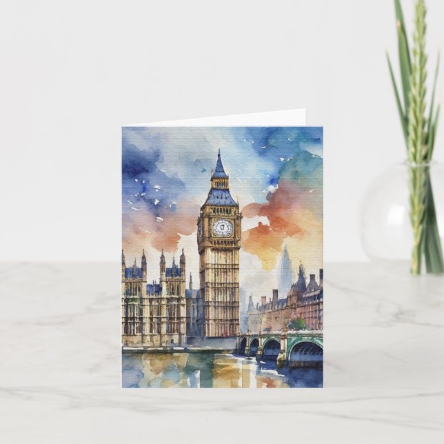 Cartão Grande Ben London Watercolor Stationery (Frente)
