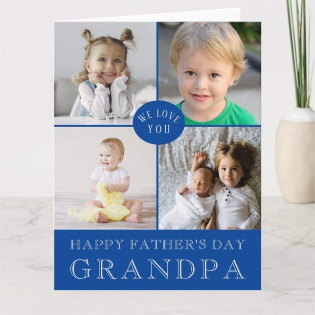 Cartão Grande Colagem de Fotos do Avô para Dia de os pais (Frente)
