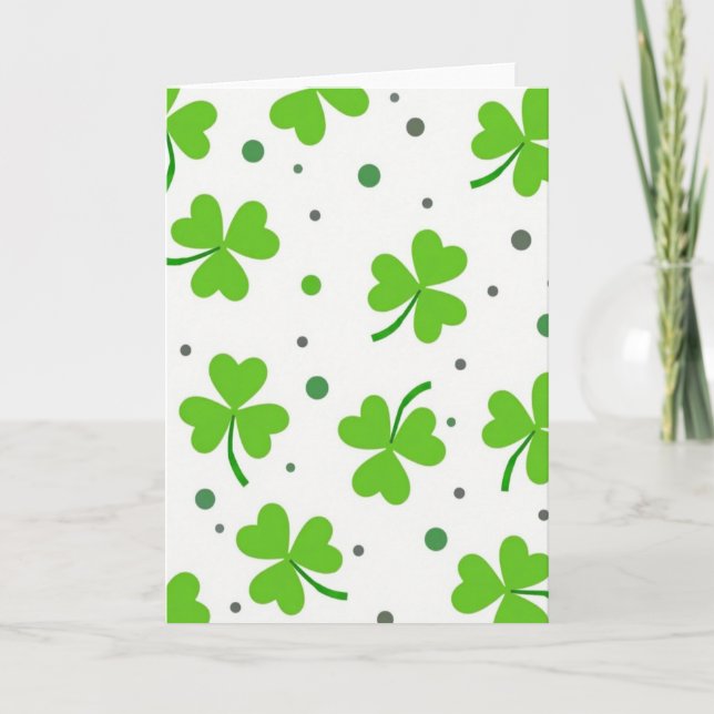 Cartão Grande com Padrão Sorte Shamrock (Frente)
