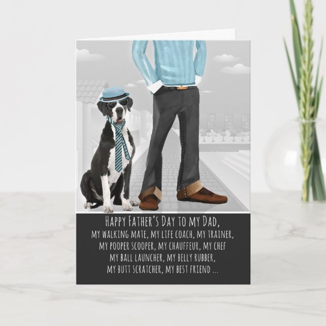 Cartão Grande Dane do Dia de os pais de Cachorro (Frente)