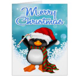Cartão grande do pinguim do Feliz Natal