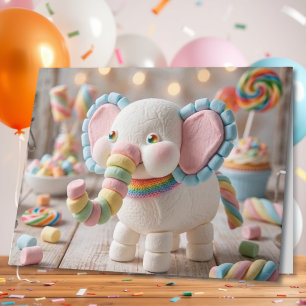 Cartão Grande Elefante Caprichoso Aniversário Personaliza