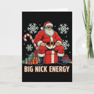 Cartão Grande Energia Nick Divertido Natal Santa Vintage