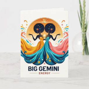 Cartão Grande Gemini Energy Afro Deusa Zodiac Aniversário