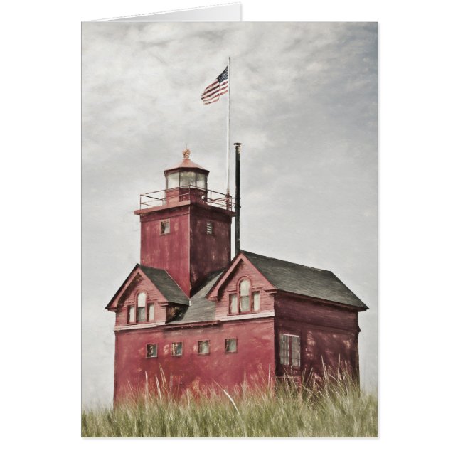 Cartão Grande Impressionismo do Farol Vermelho (Frente)