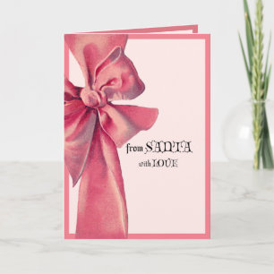 Cartão Grande Laço Rosa de Papai Noel com Amor Natal     