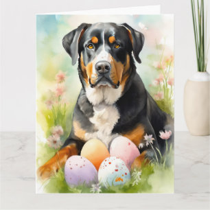 Cartão Grande Montanha Suíça com Ovos de Páscoa