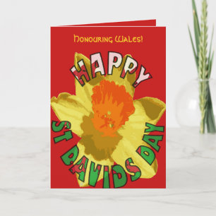 Cartão Grande Narciso Amarelo Dia Nacional do País de Gal