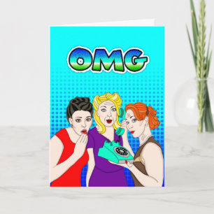 Cartão Grande Notícias do OMG ou Gossip dizendo alô ami