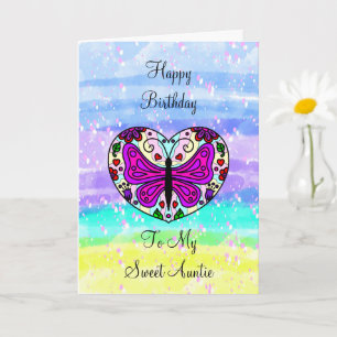 Cartão Grande Parabéns para minha tia Coloring Page