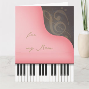 Cartão Grande Piano Rosa Mãe ou Avó Personalizada Grande