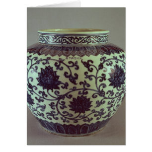 Cartão Grande vaso azul e branco de Ming
