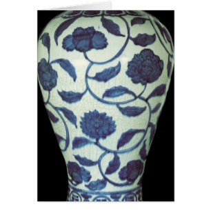 Cartão Grande vaso azul e branco, período de Jaijing