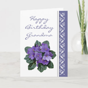 Cartão Grandma Birthday Poem African Violet Purple Flower