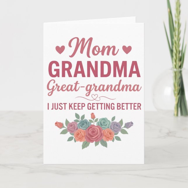 Cartão Grandma for Women Mom Grandma Great Grandma (Frente)